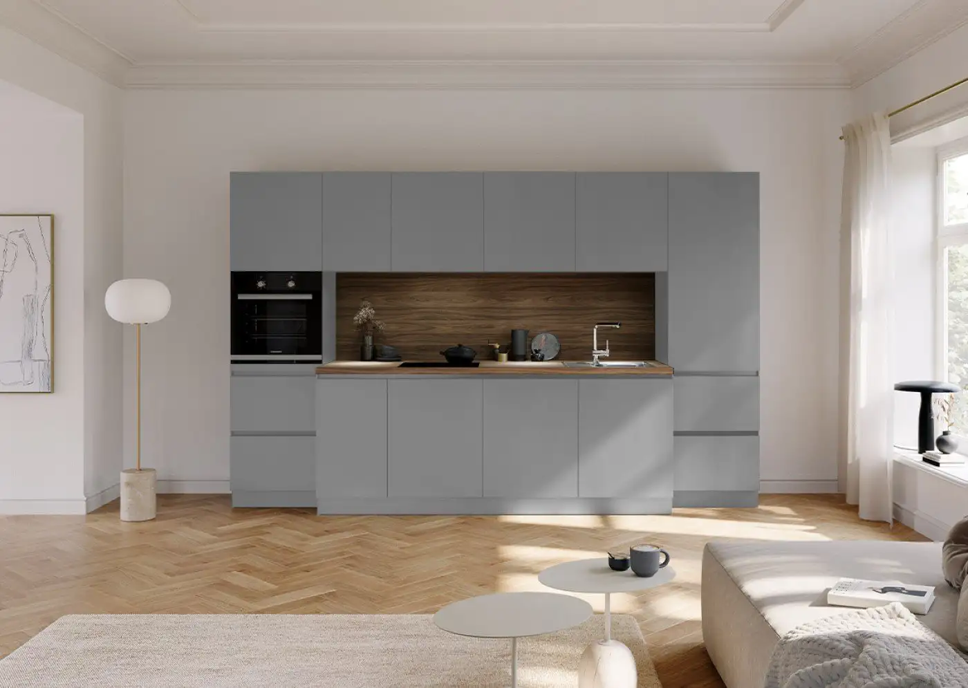 Moderne Küche im perlgrau Küchendesign